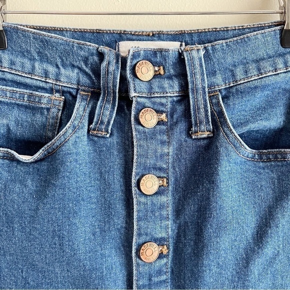 Madewell‎ Stretch Denim Straight Miniskirt Button Front, Size 25 - Picture 3 of 10